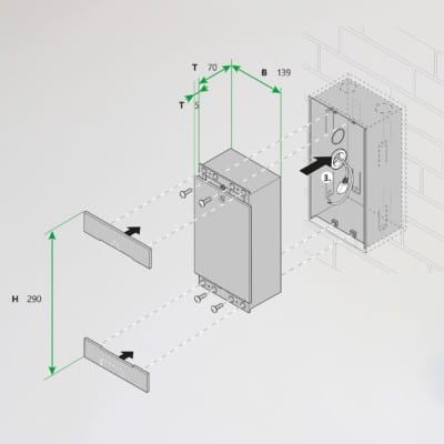 Außensprechanlage RESIDIUM Door Unit - Produktmaße und Einbauschema