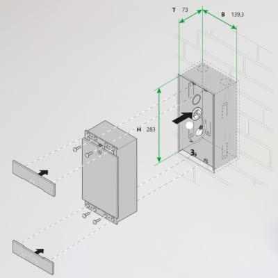 Unterputzgehäuse für die Außensprechanlage RESIDIUM Door Unit - Bemaßung